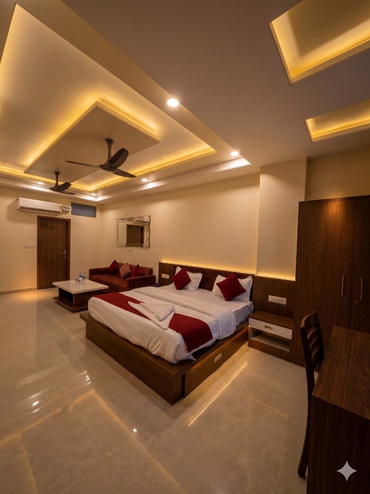 Spacious guest room at Hotel Jaipur Shertone